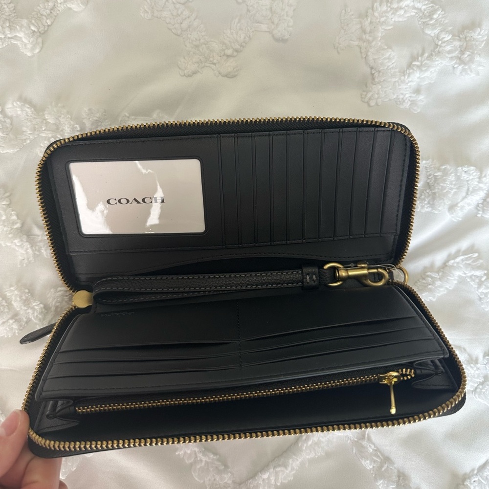 Coach Black Leather Wallet Clutch Wristlet - Picture 3 of 5